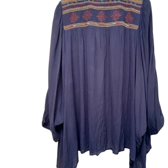 Umgee Tunic Top Kimono Embellished Embroidered Pleated Lightweight Open Front - Picture 5 of 13